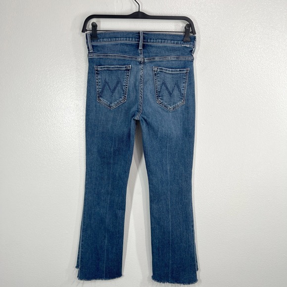 MOTHER The Insider Crop Step Fray Jeans Walking On Coals Denim Size 27 - Picture 3 of 11